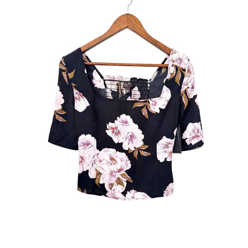 Free Press floral printed black crop‎ top